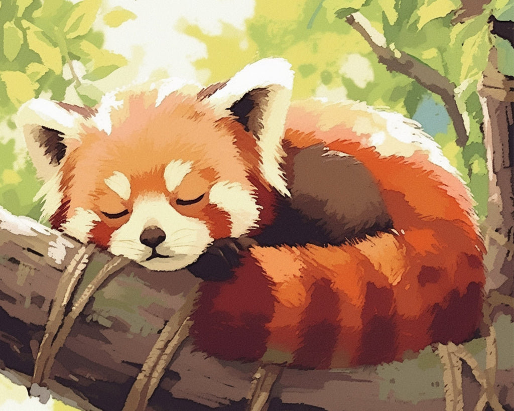 Red Panda Sleeping in the Tree Paint by Numbers