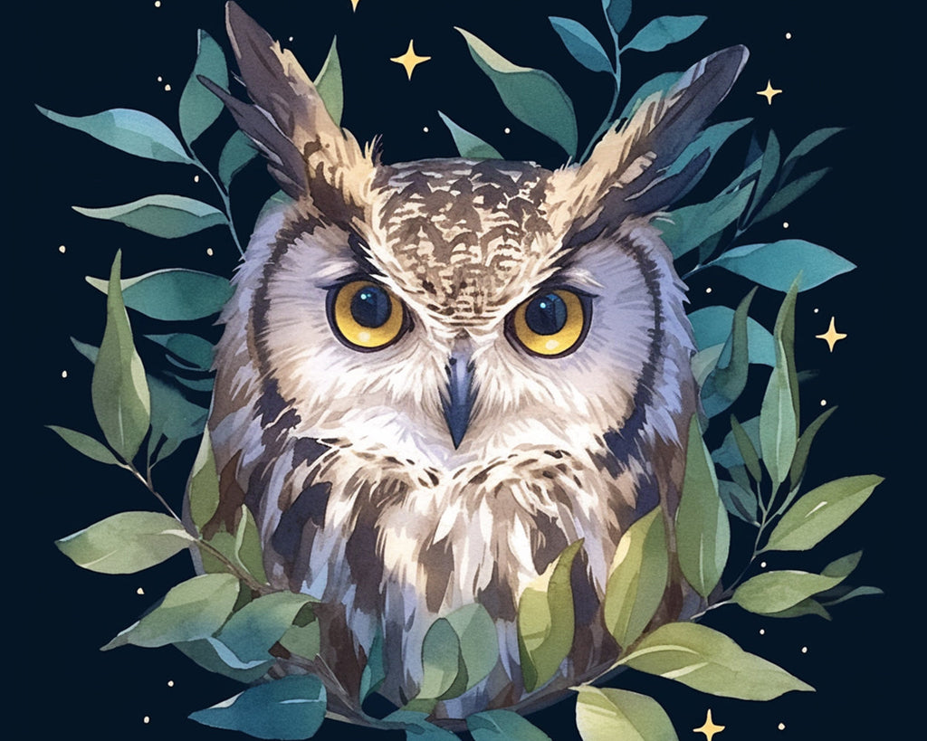 Owl and Leaves Paint by Numbers