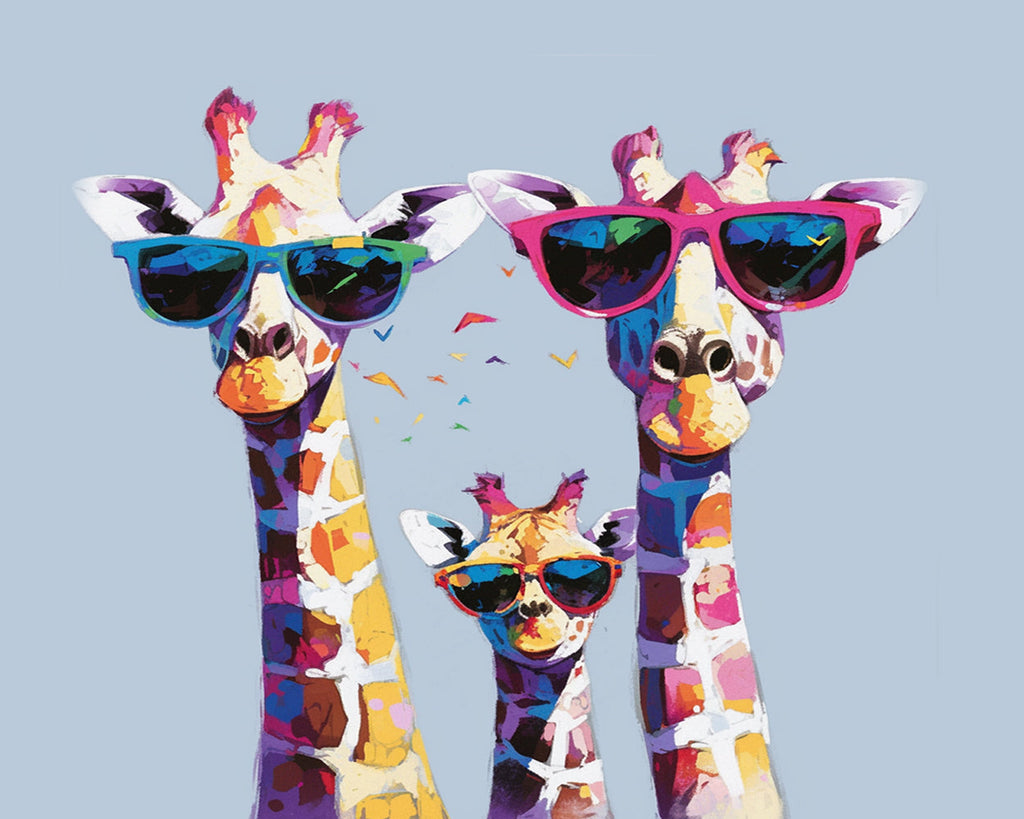 Giraffe Family Wearing Sunglasses Paint by Numbers