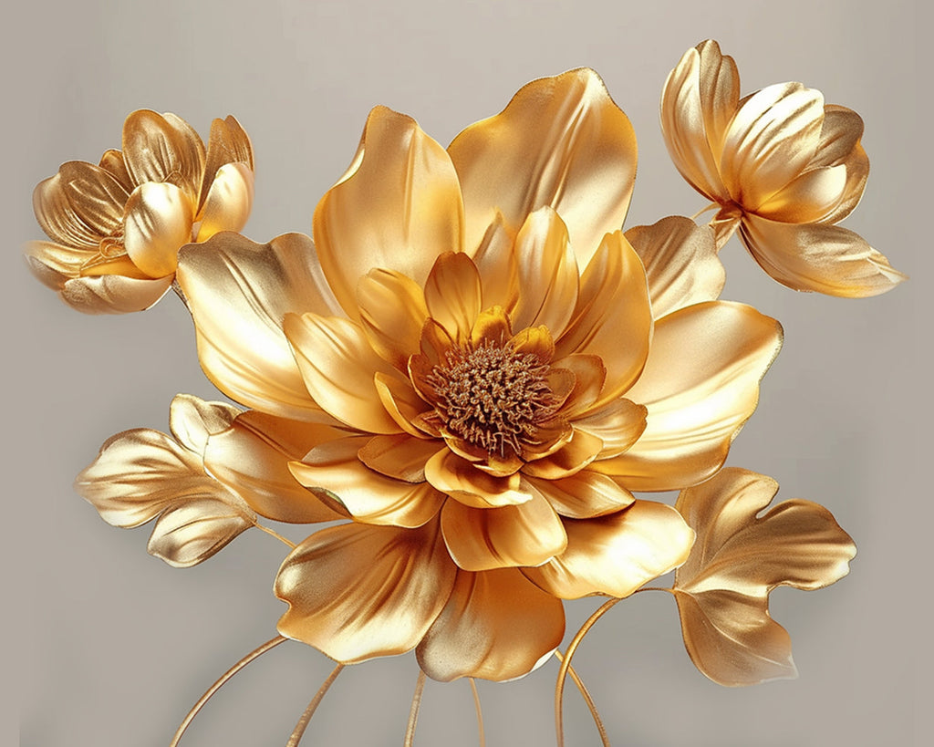 Golden Flowers Paint by Numbers