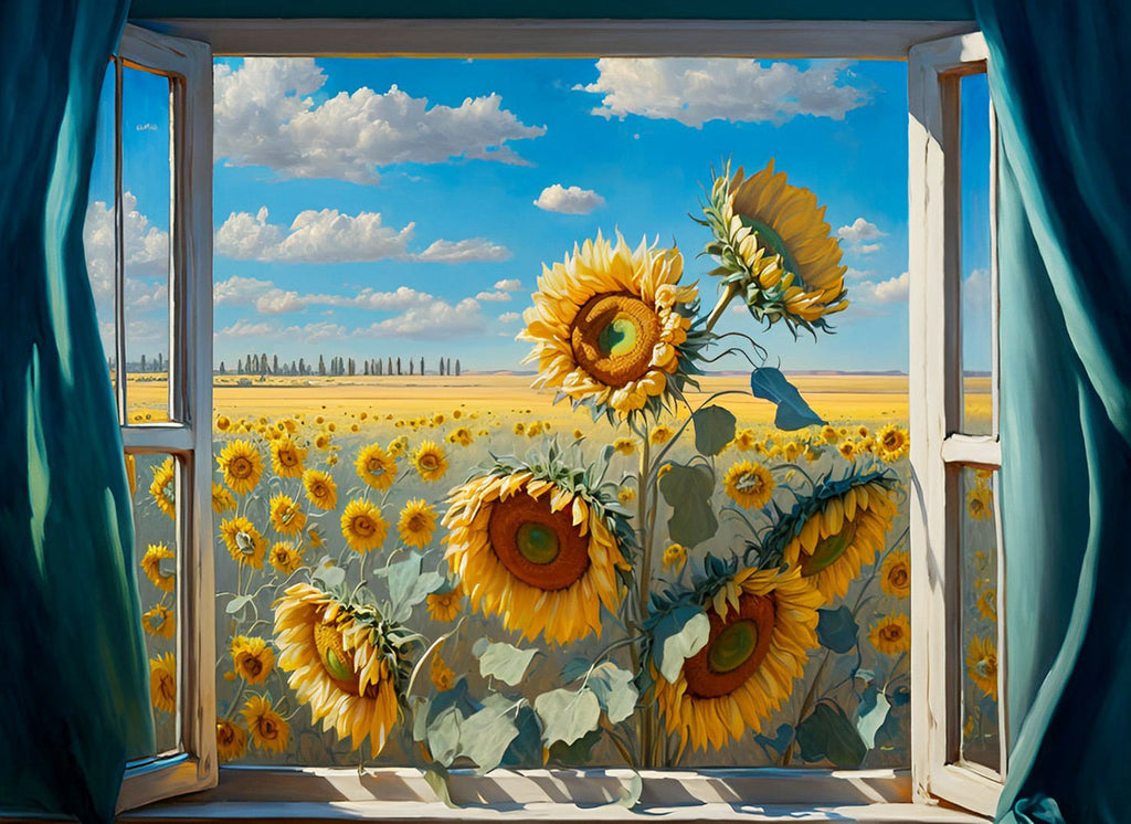 Sunflowers outside the Window Paint by Numbers