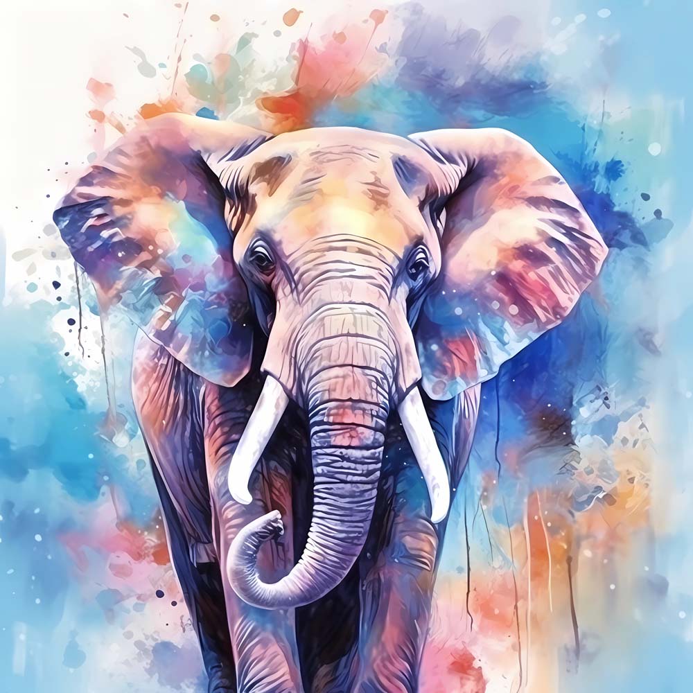 Watercolor Elephant Paint by Numbers