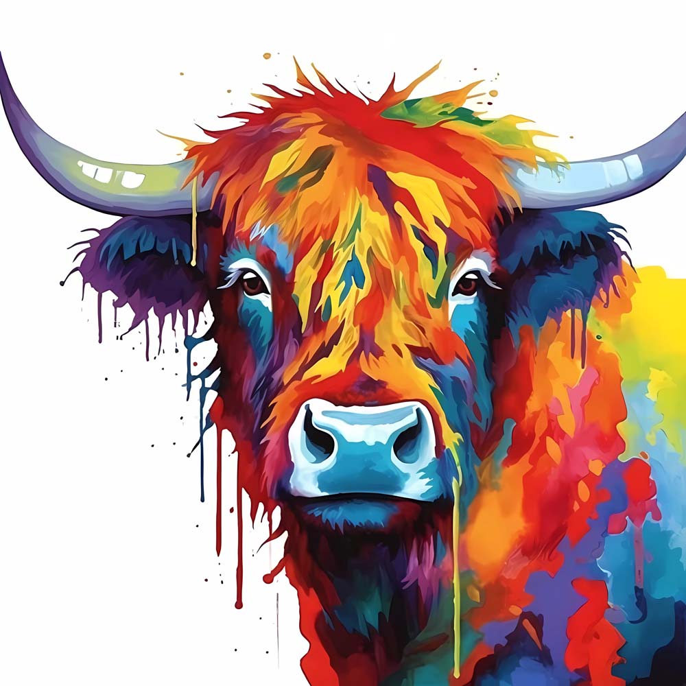 Colorful Highland Cow Paint by Numbers