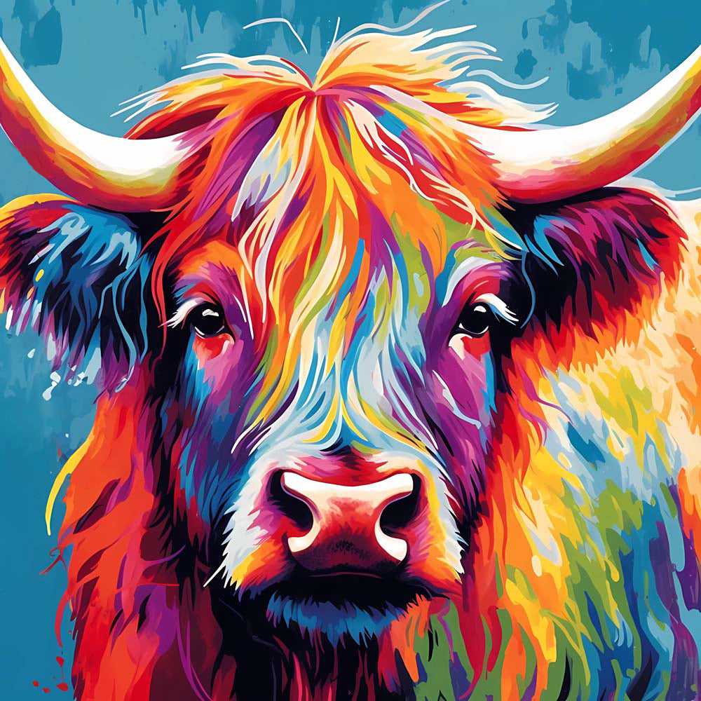 Colorful Highland Cow Paint by Numbers