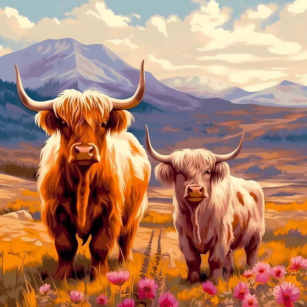 Highland Cow Animal Paint by Numbers