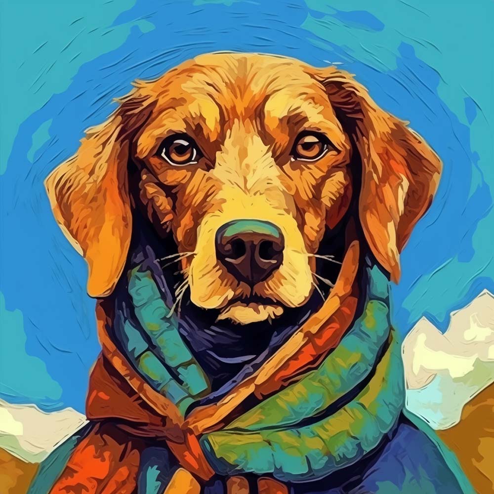 Dog with Scarf Paint by Numbers