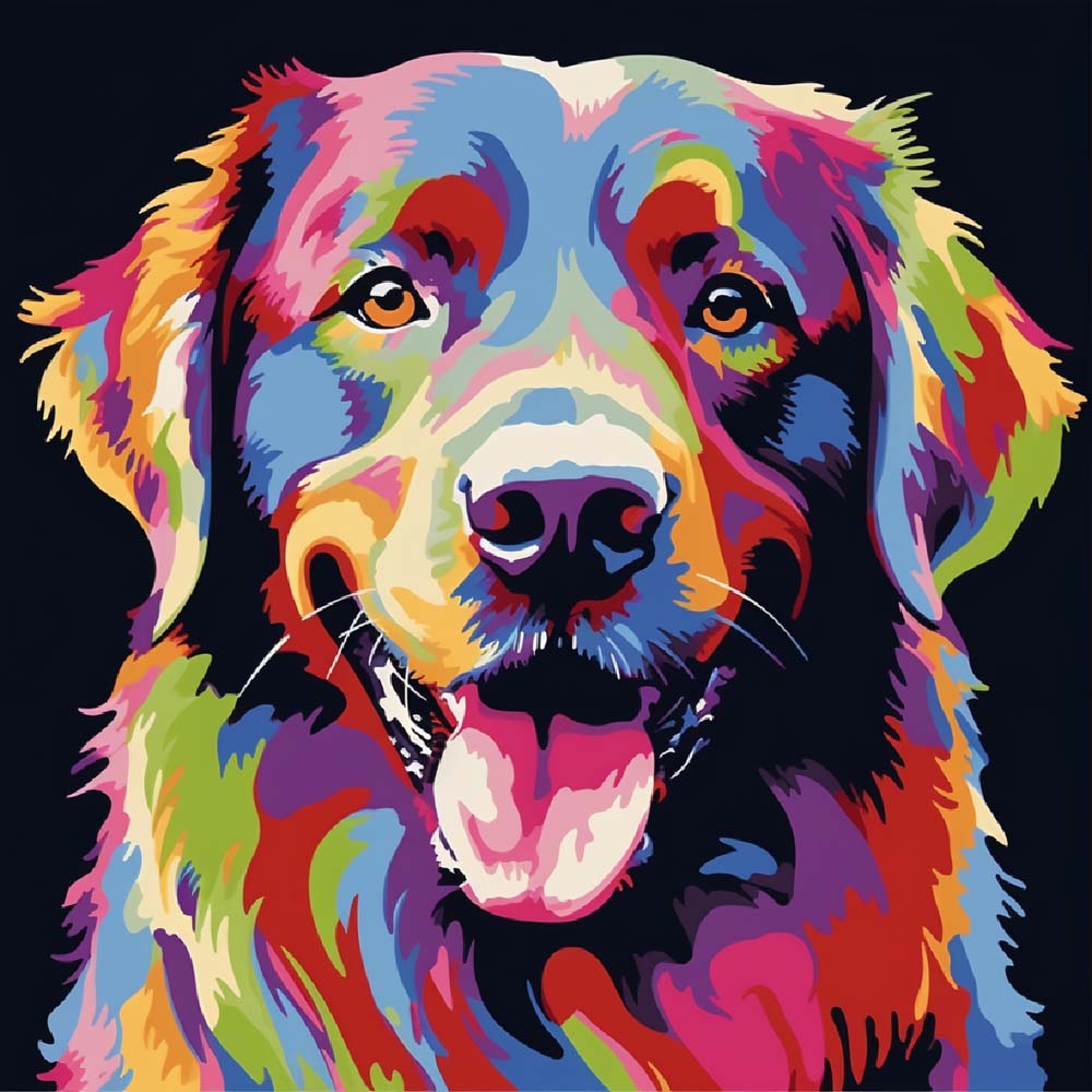 Colorful Dog Pop Art Paint by Numbers