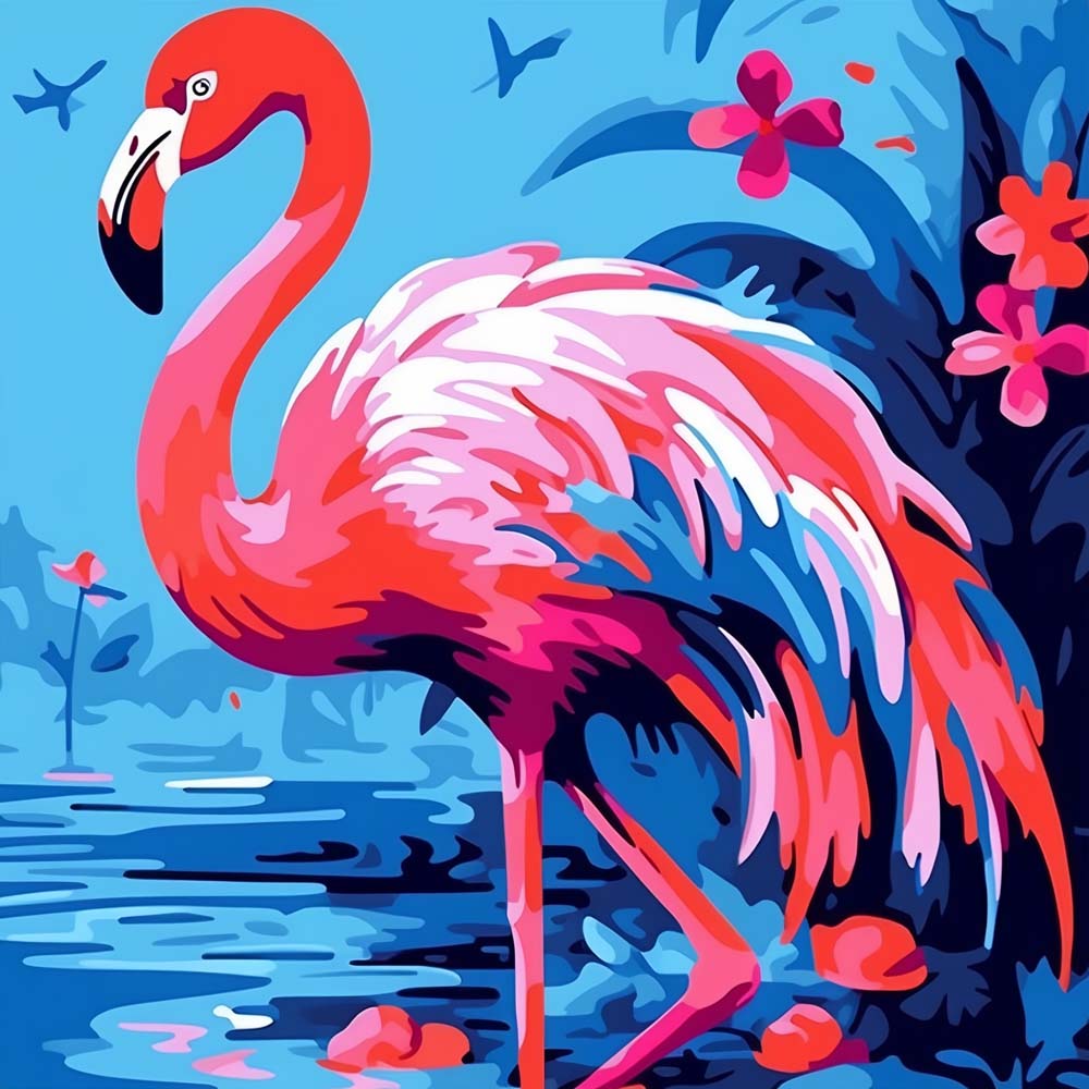 Watercolor Flamingo Paint by Numbers