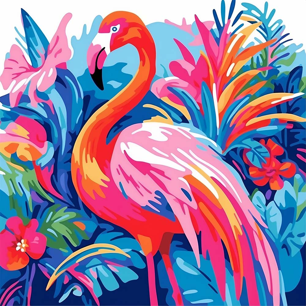 Watercolor Flamingo Paint by Numbers