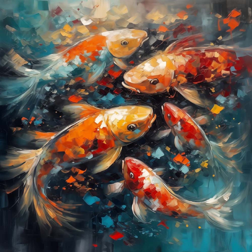 Watercolor Koi in Water Paint by Numbers