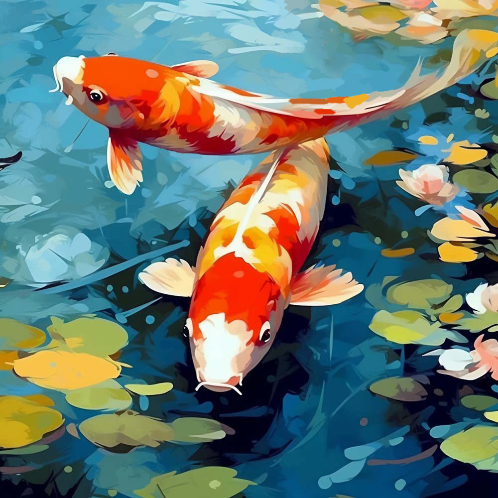 Watercolor Koi in the Lake Paint by Numbers