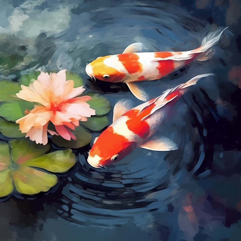 Koi and Lotus Paint by Numbers