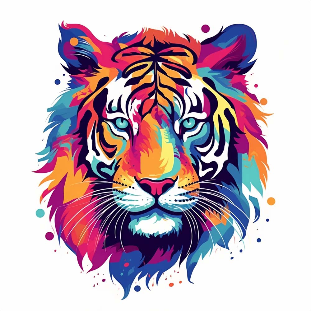 Colorful Tiger Head Paint by Numbers