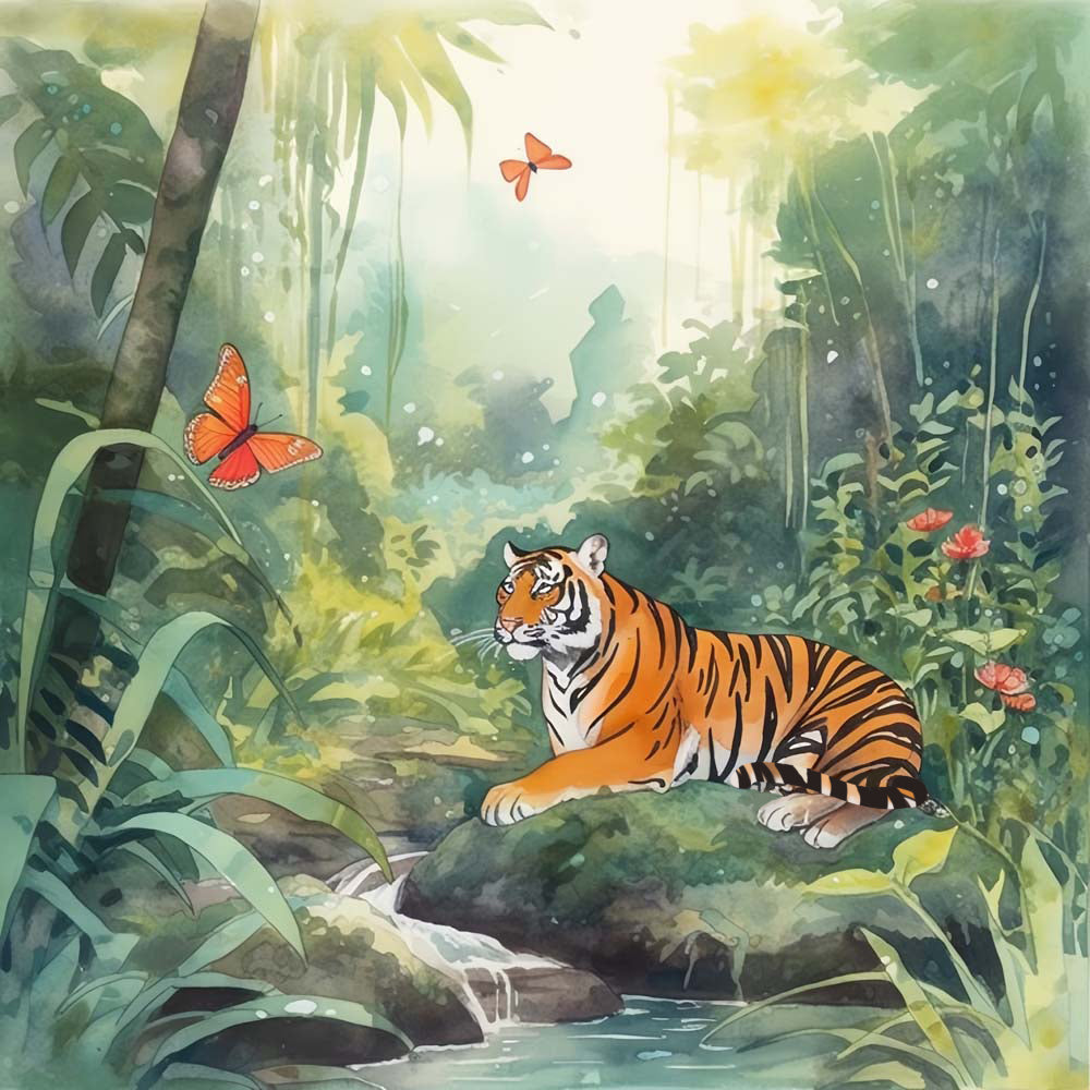 Tiger in the Jungle Paint by Numbers