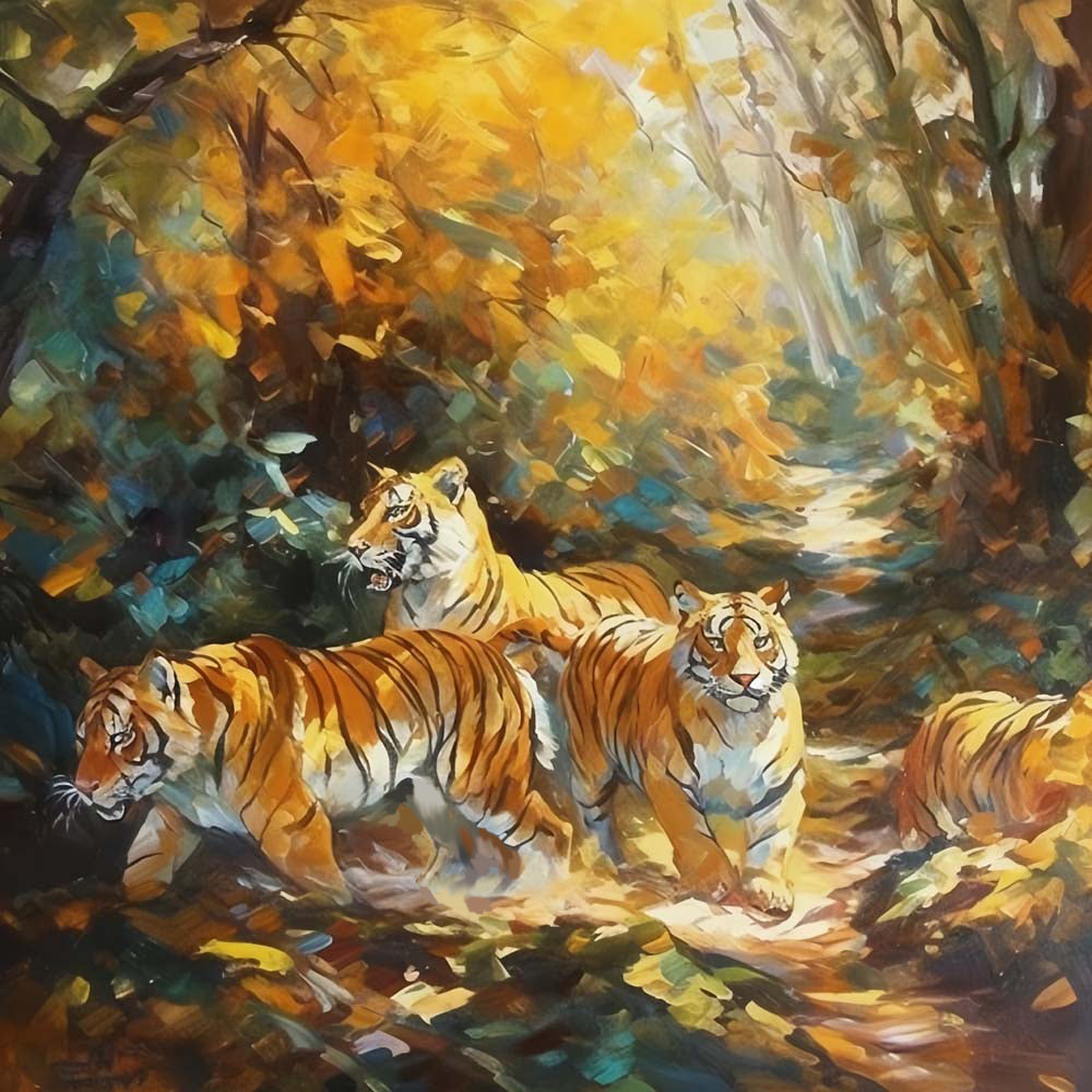 Tigers in Forest Paint by Numbers