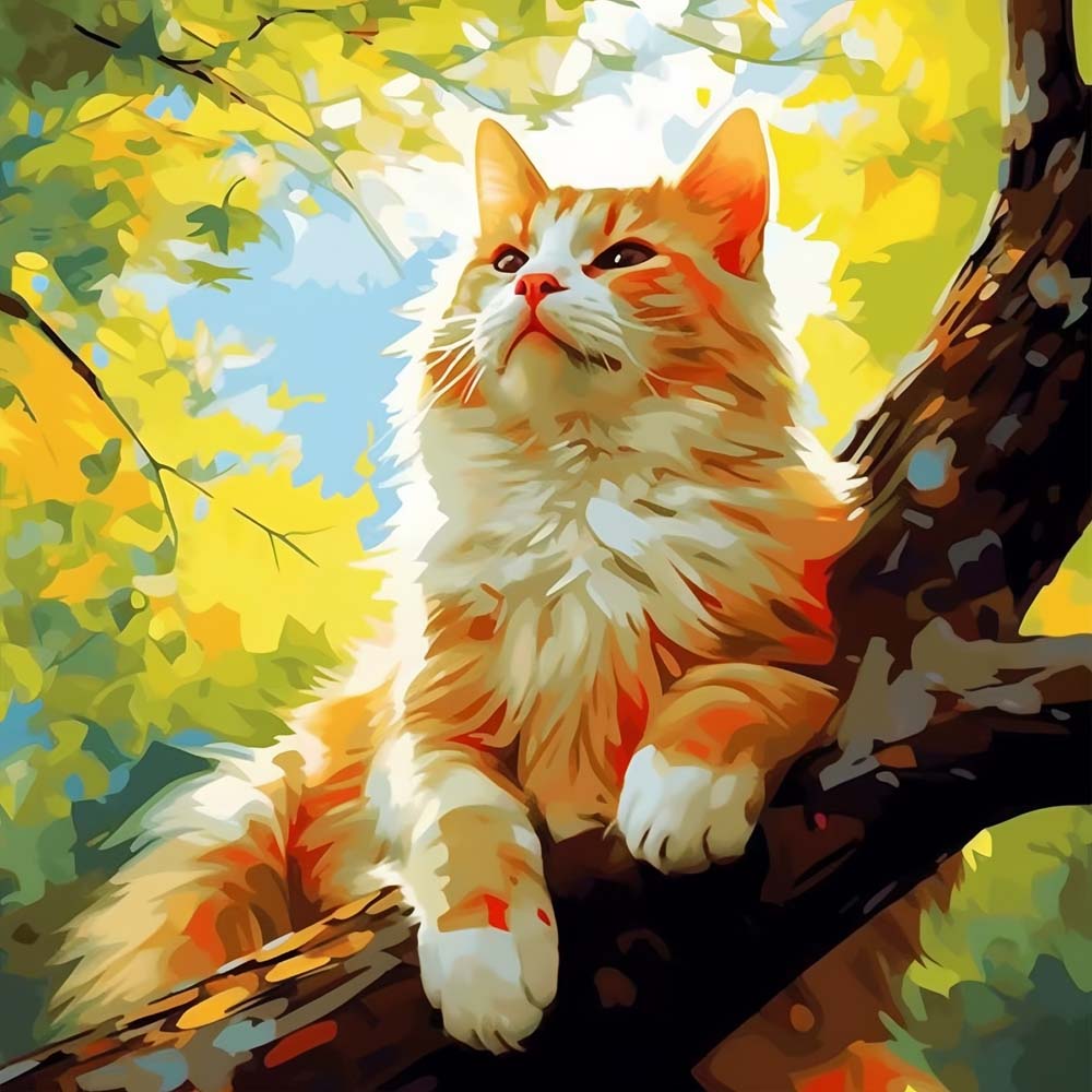 Cat in Tree Paint by Numbers