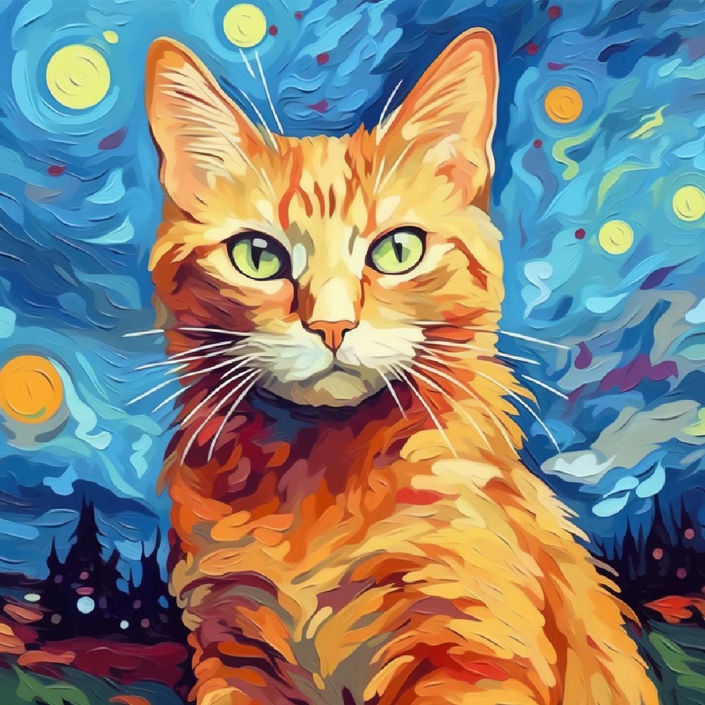 Cat in Oil Painting Style Paint by Numbers