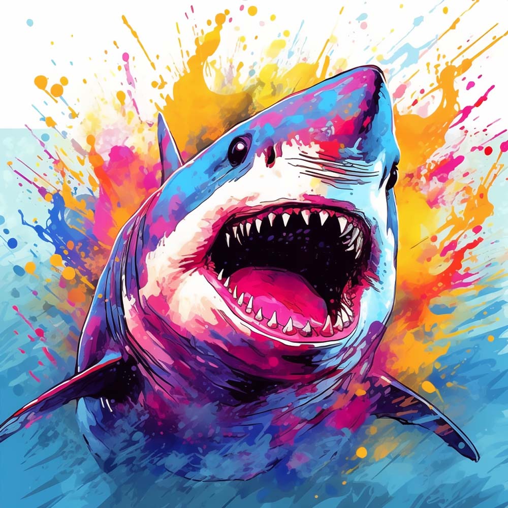 Watercolor Shark Paint by Numbers