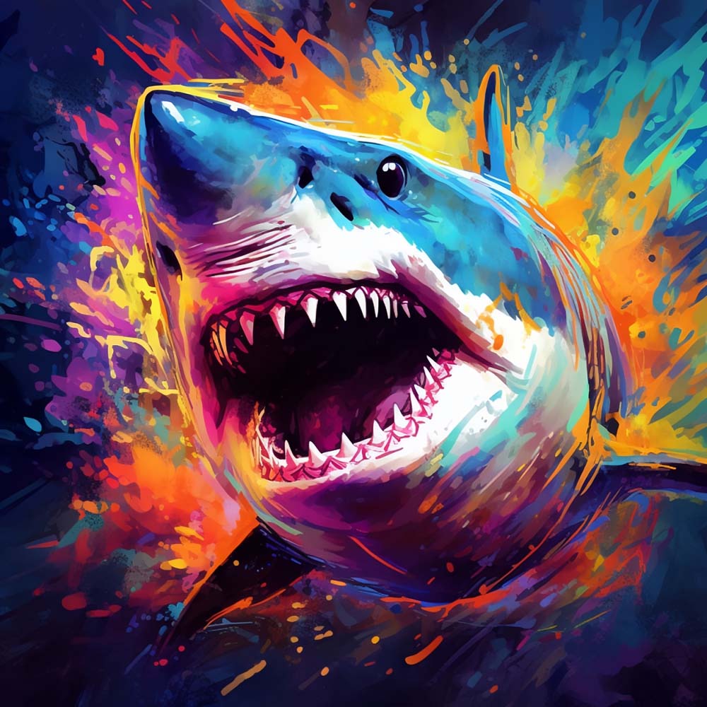 Watercolor Shark Paint by Numbers