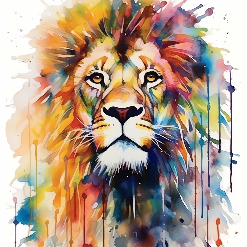 Watercolor Lion Paint by Numbers