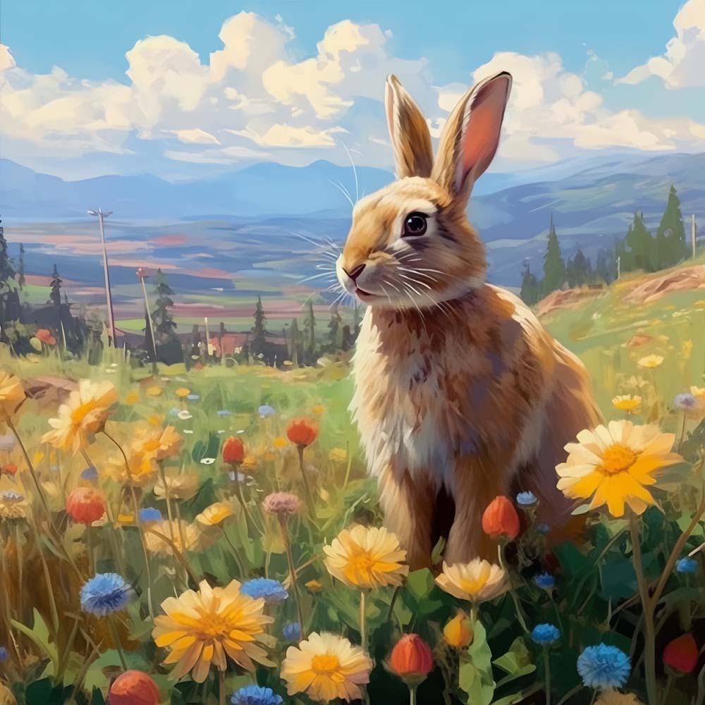 Rabbit and Flowers Paint by Numbers