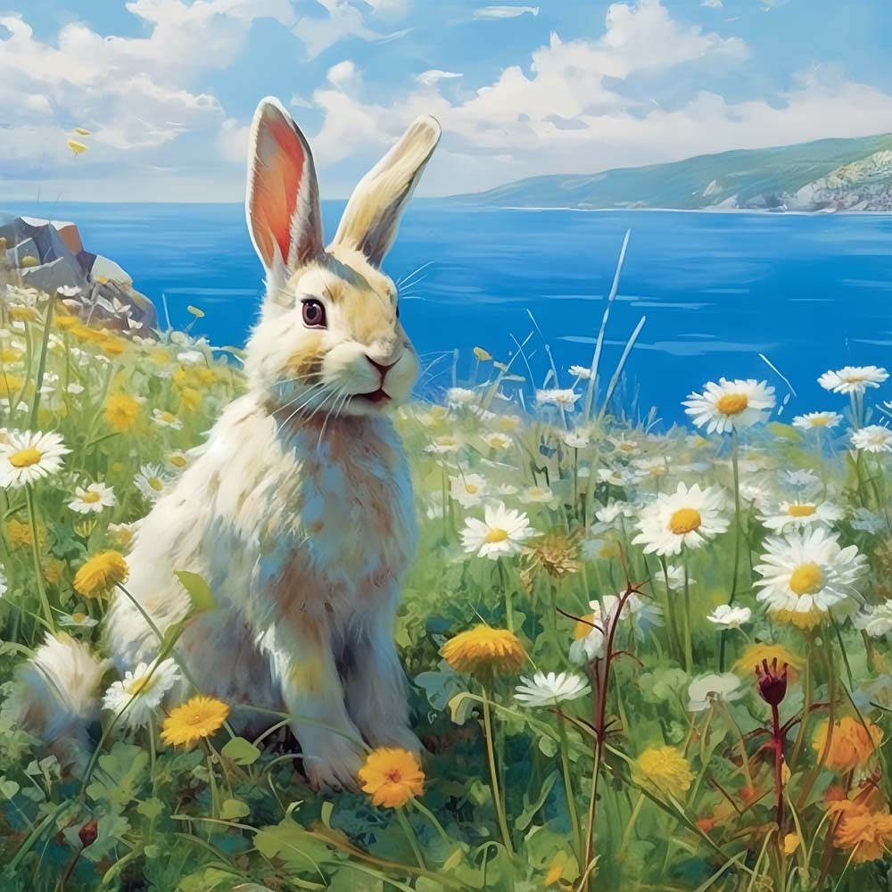 Rabbit, Sea and Flowers Paint by Numbers