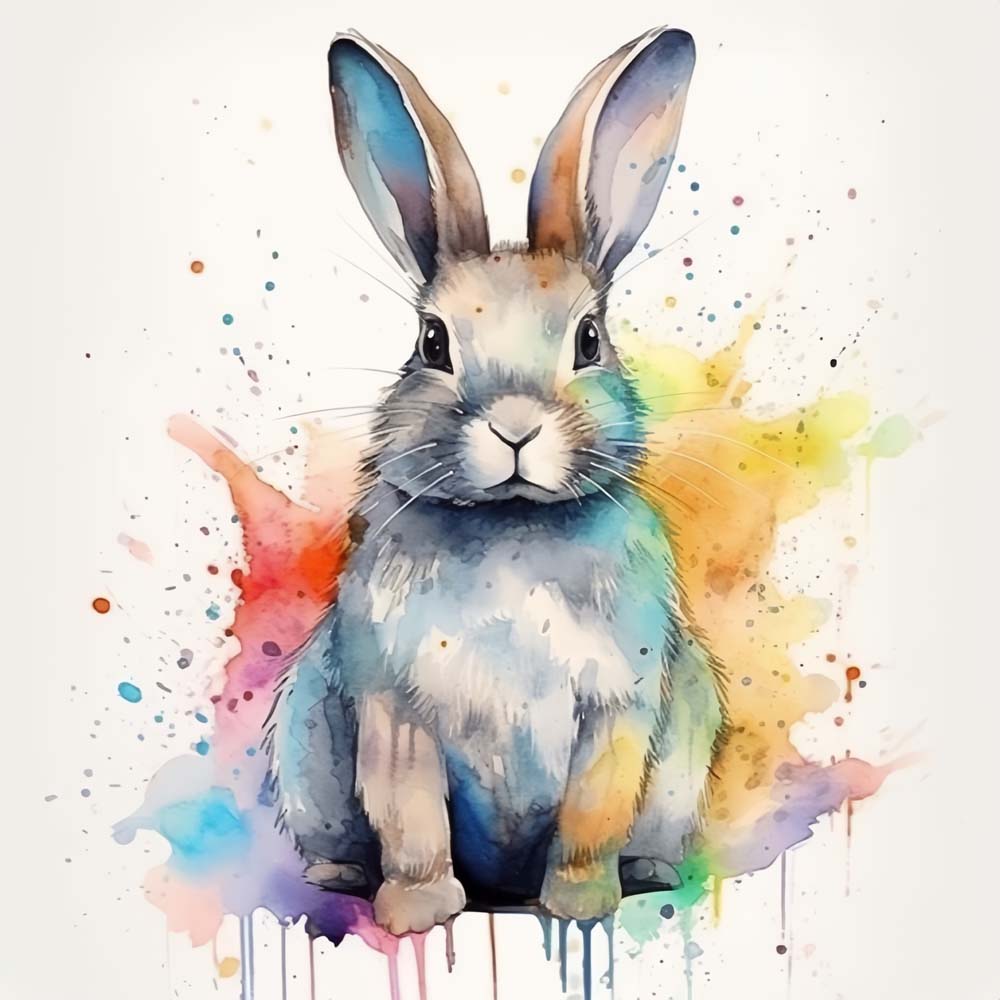 Watercolor Rabbit Paint by Numbers