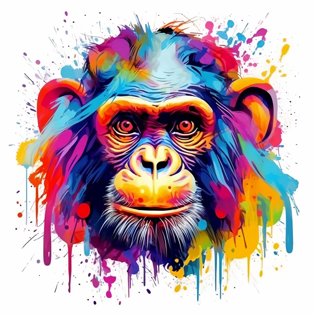 Colorful Monkey in Watercolor Style Paint by Numbers