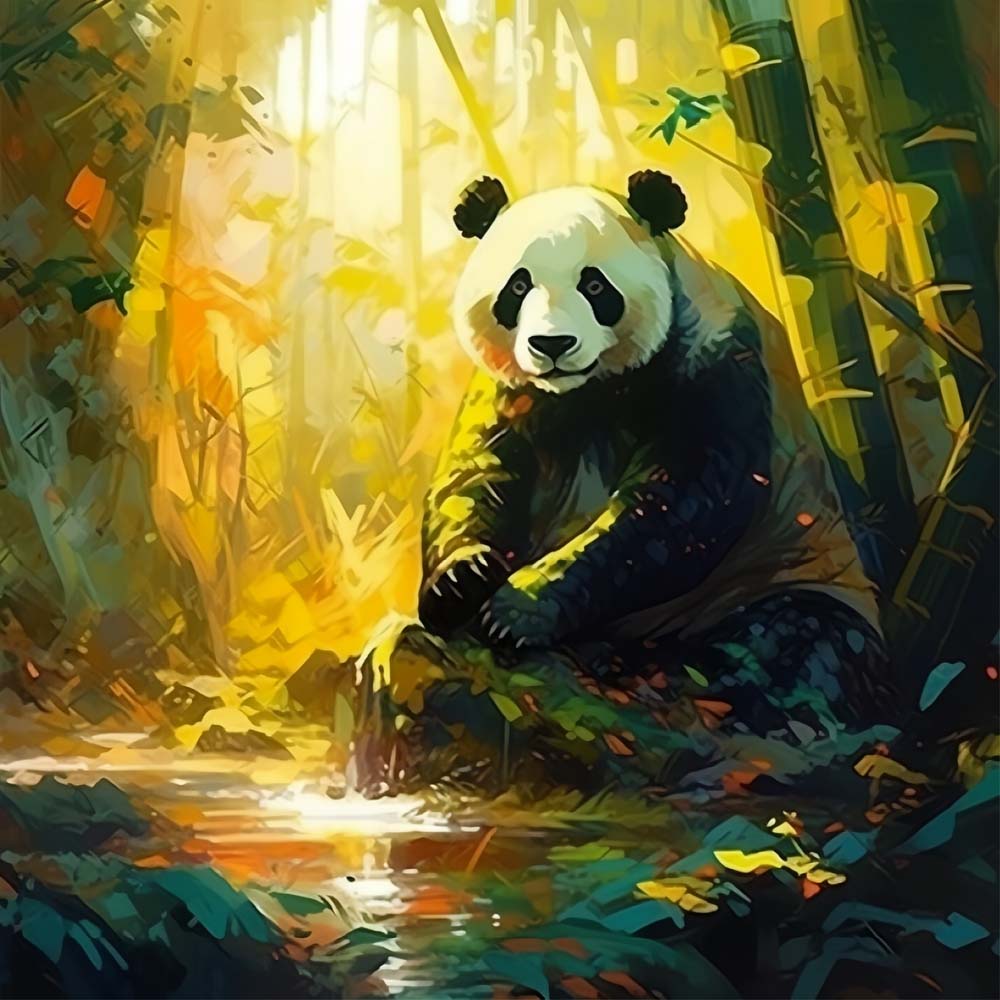 Panda by the River Paint by Numbers