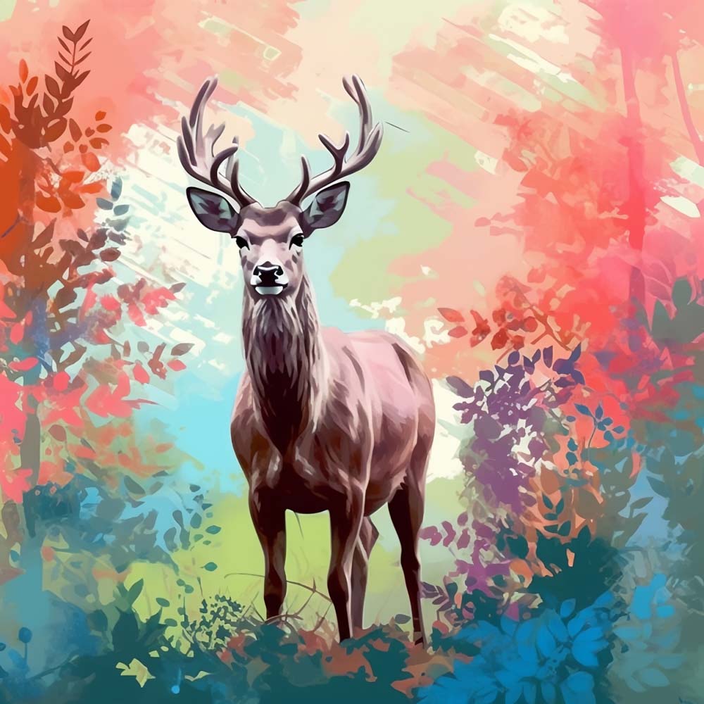 Deer on Colorful Background Paint by Numbers