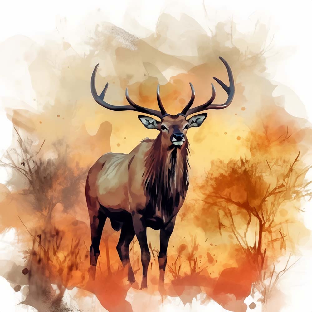 Watercolor Elk Paint by Numbers