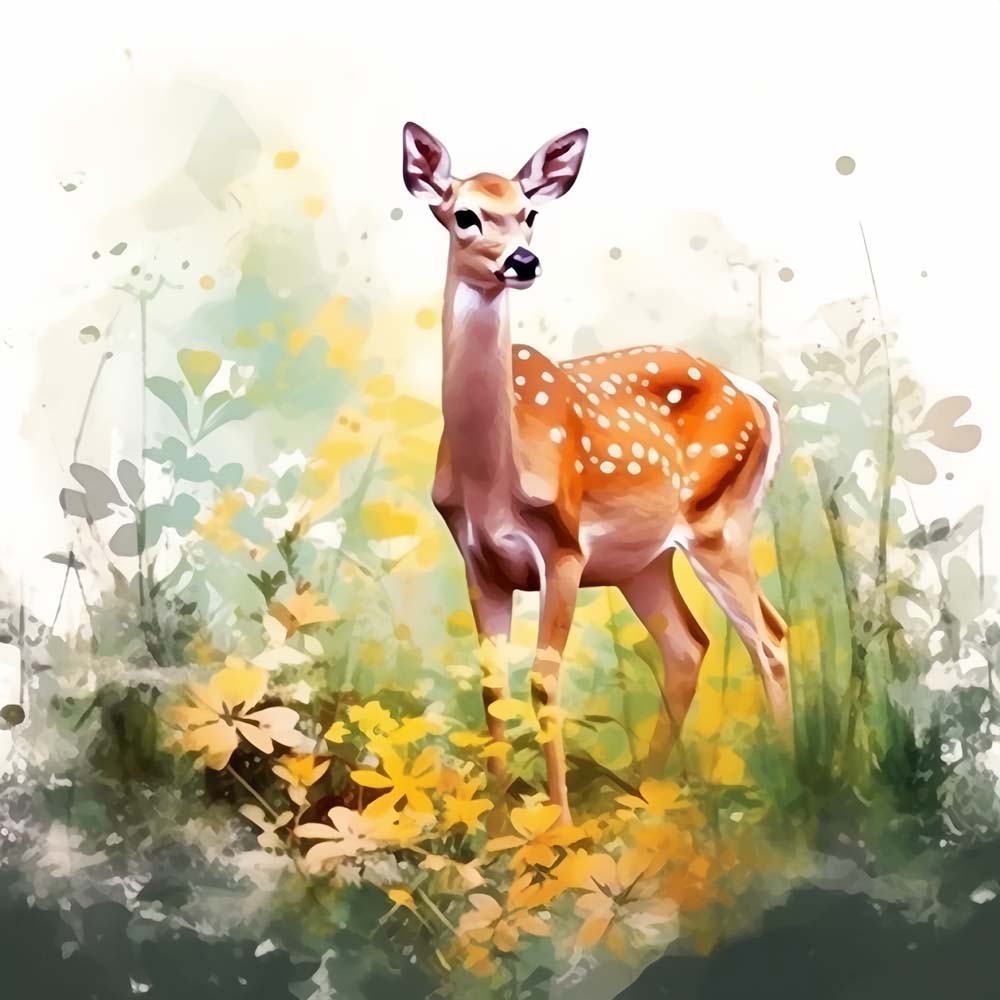 Watercolor Deer Paint by Numbers