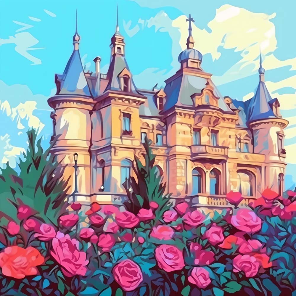 Castle and Roses Paint by Numbers