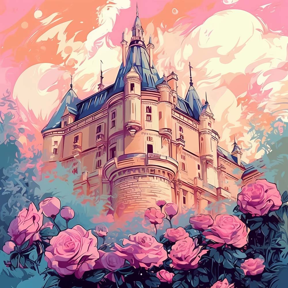 Castle and Roses Paint by Numbers