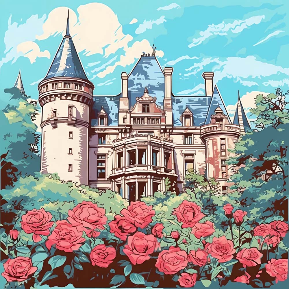 Castle and Roses Paint by Numbers