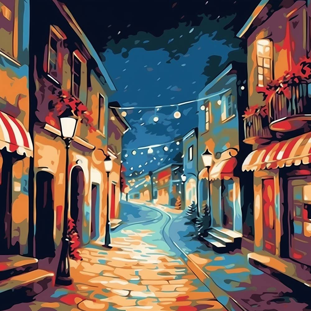 Quite Street at Night Paint by Numbers