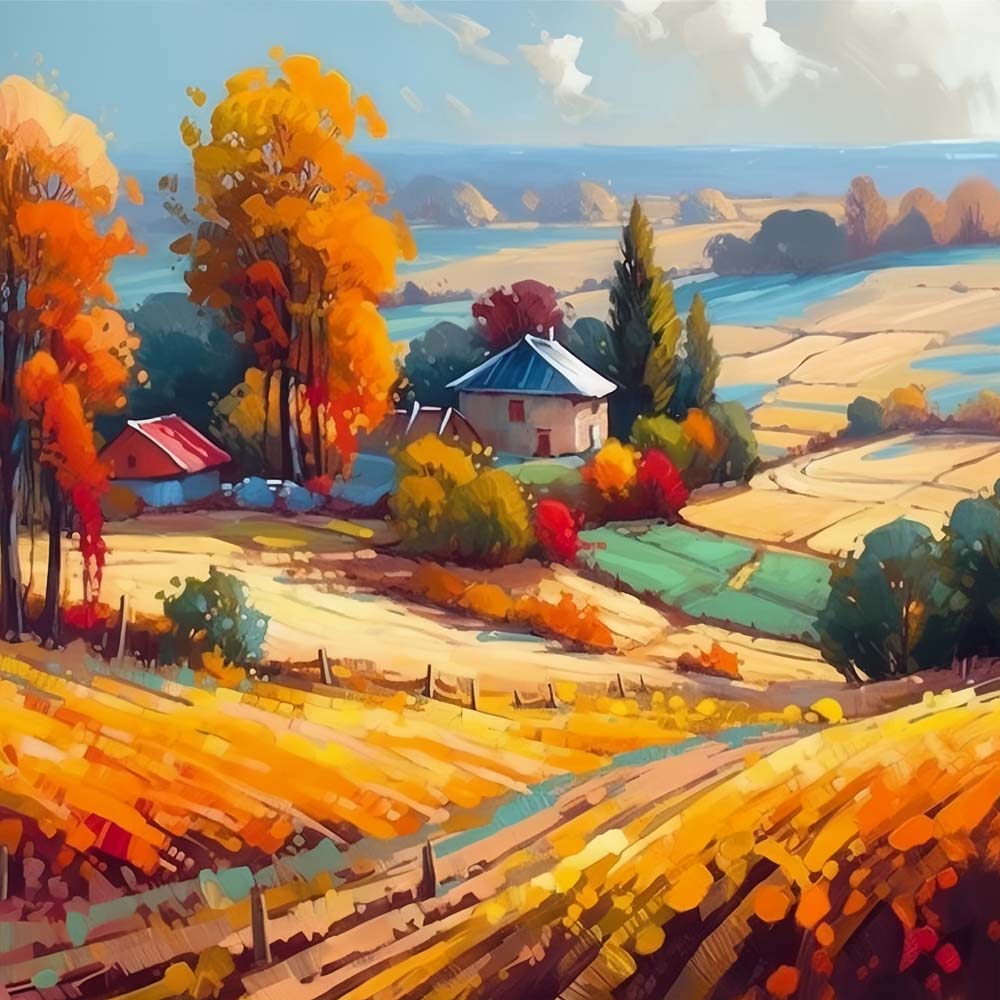 Autumn Golden Wheat Fields Paint by Numbers