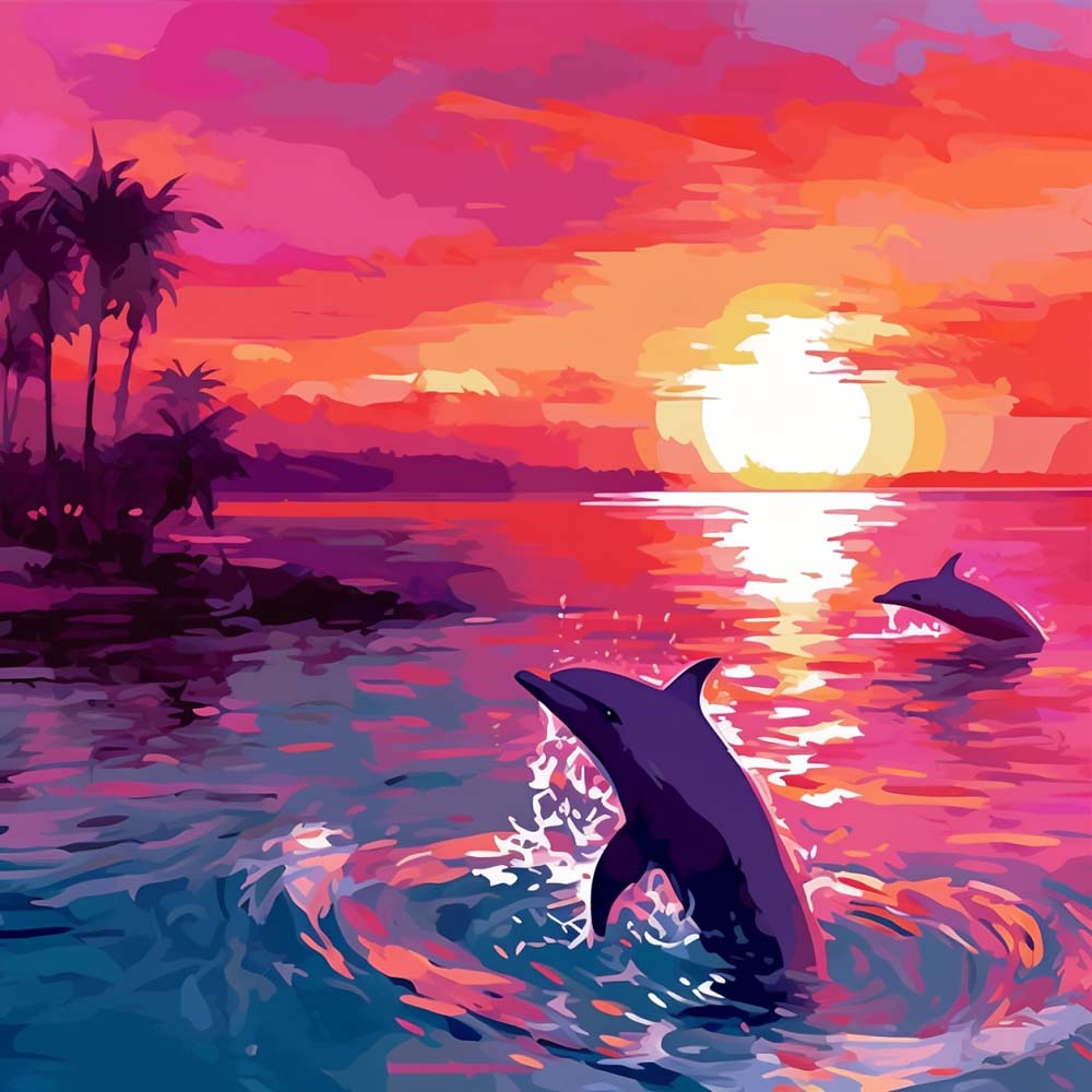 Dolphins at Sunset Paint by Numbers