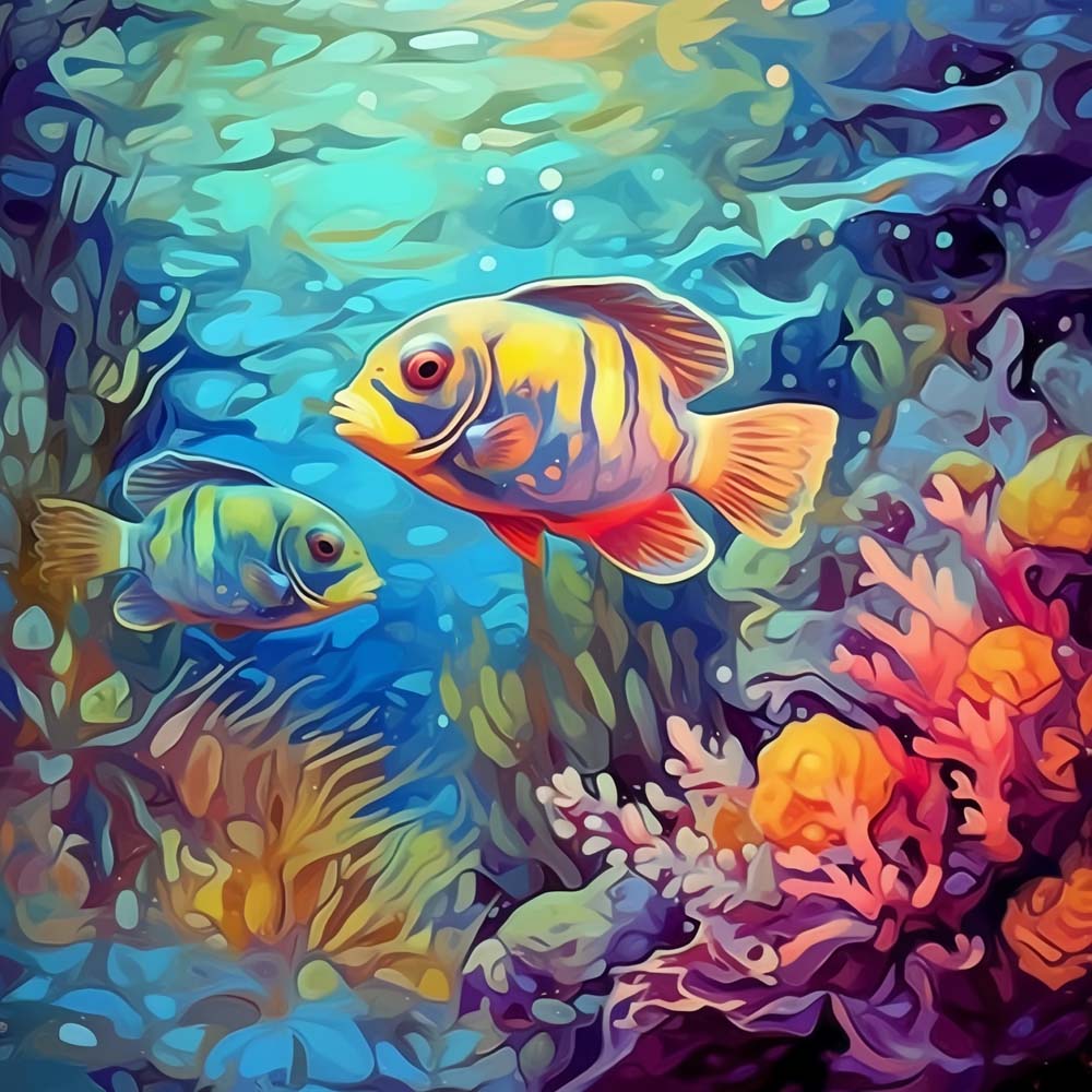 Watercolor Fish Paint by Numbers