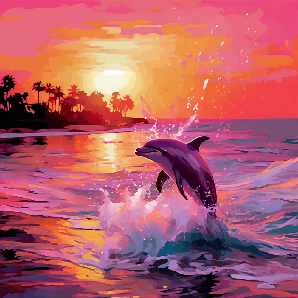 Dolphin and Sunset Paint by Numbers