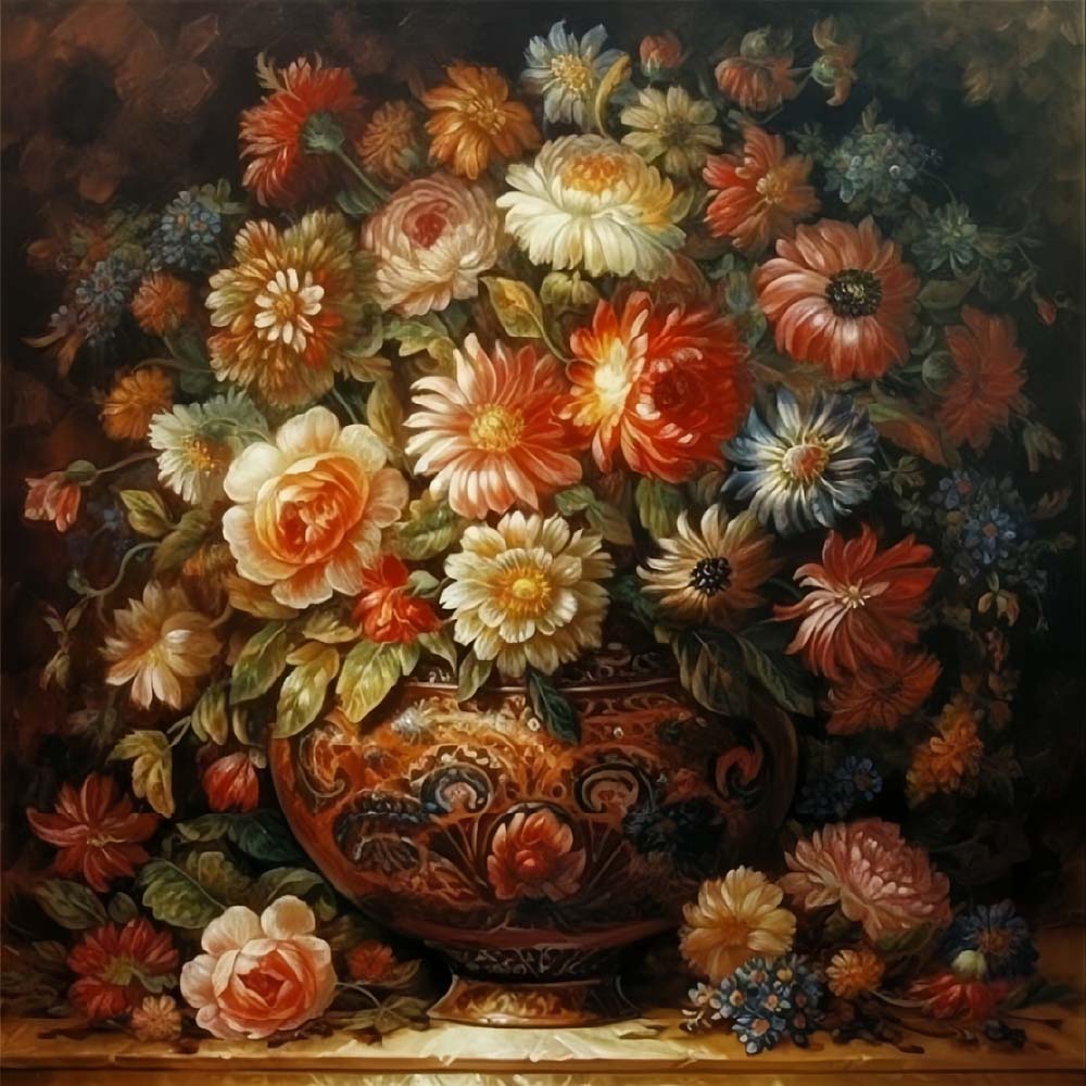 Flowers in Exquisite Vintage Vase Paint by Numbers