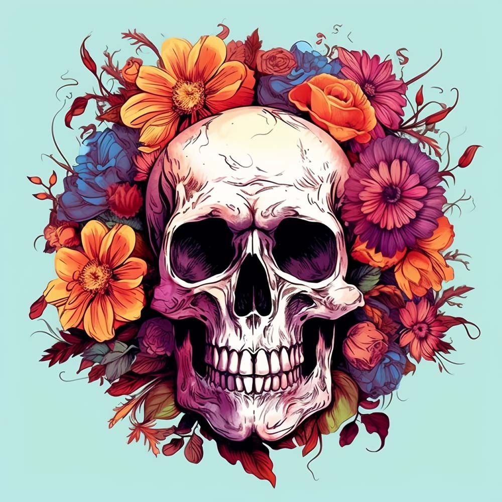 Popular Skull among Flowers Paint by Numbers