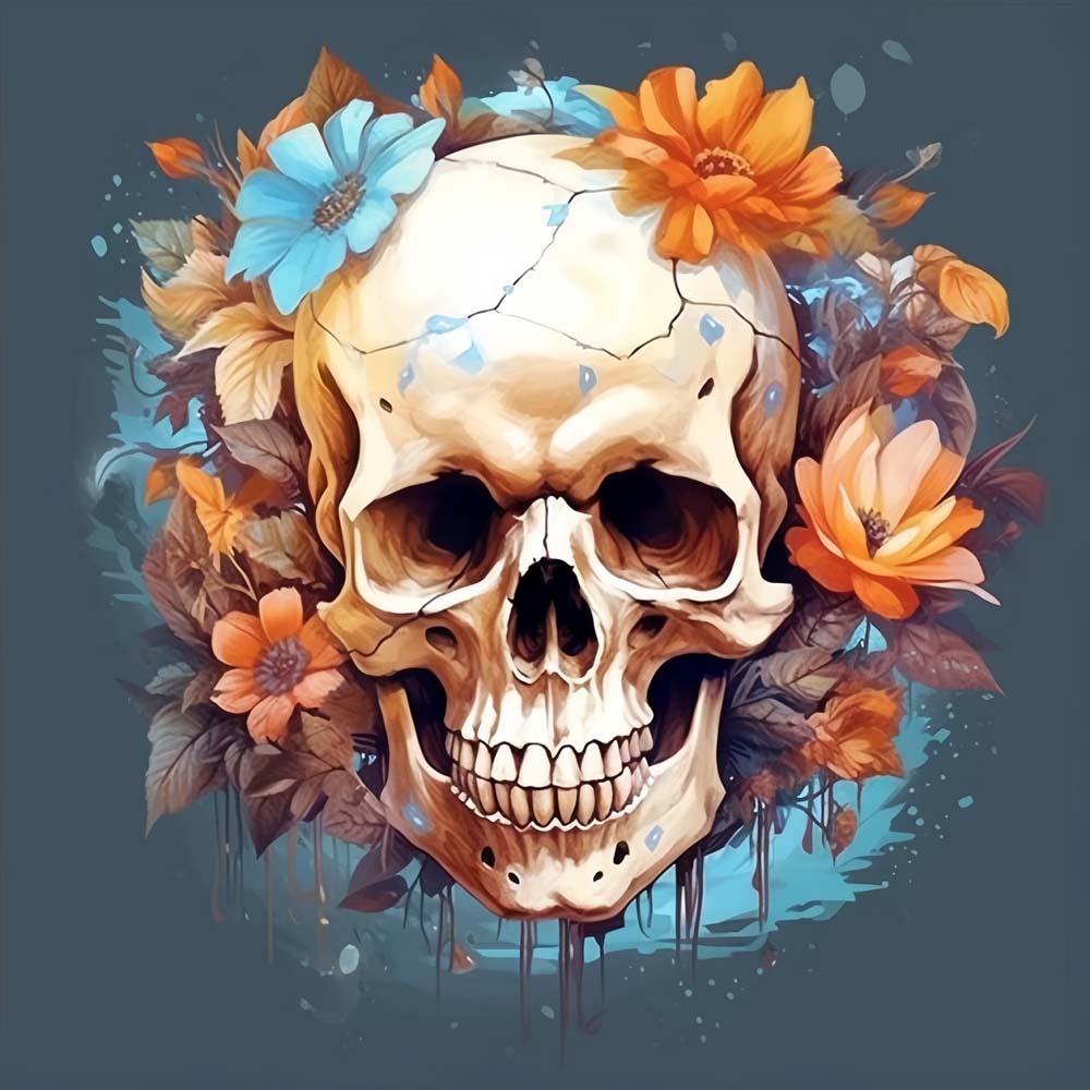 Skull with Flowers Paint by Numbers