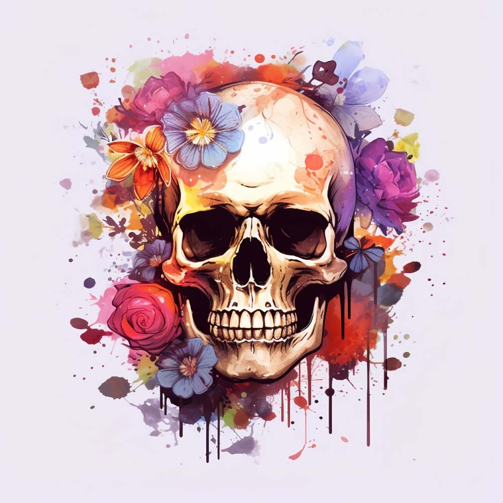 Popular Skull and Watercolor Flowers Paint by Numbers