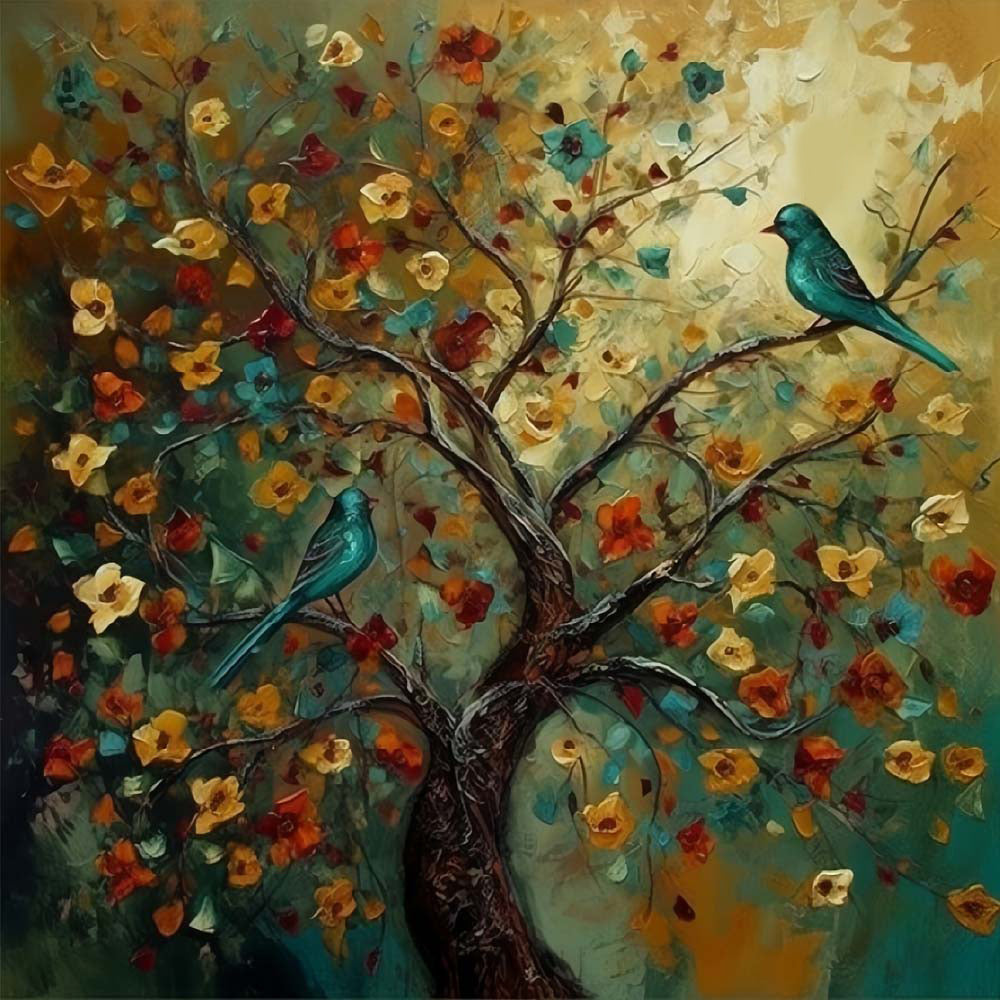 Blue Birds on Tree Paint by Numbers