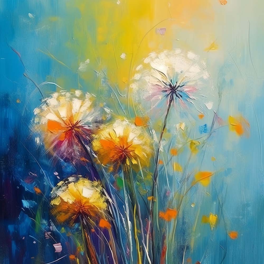 Yellow and White Dandelion Paint by Numbers