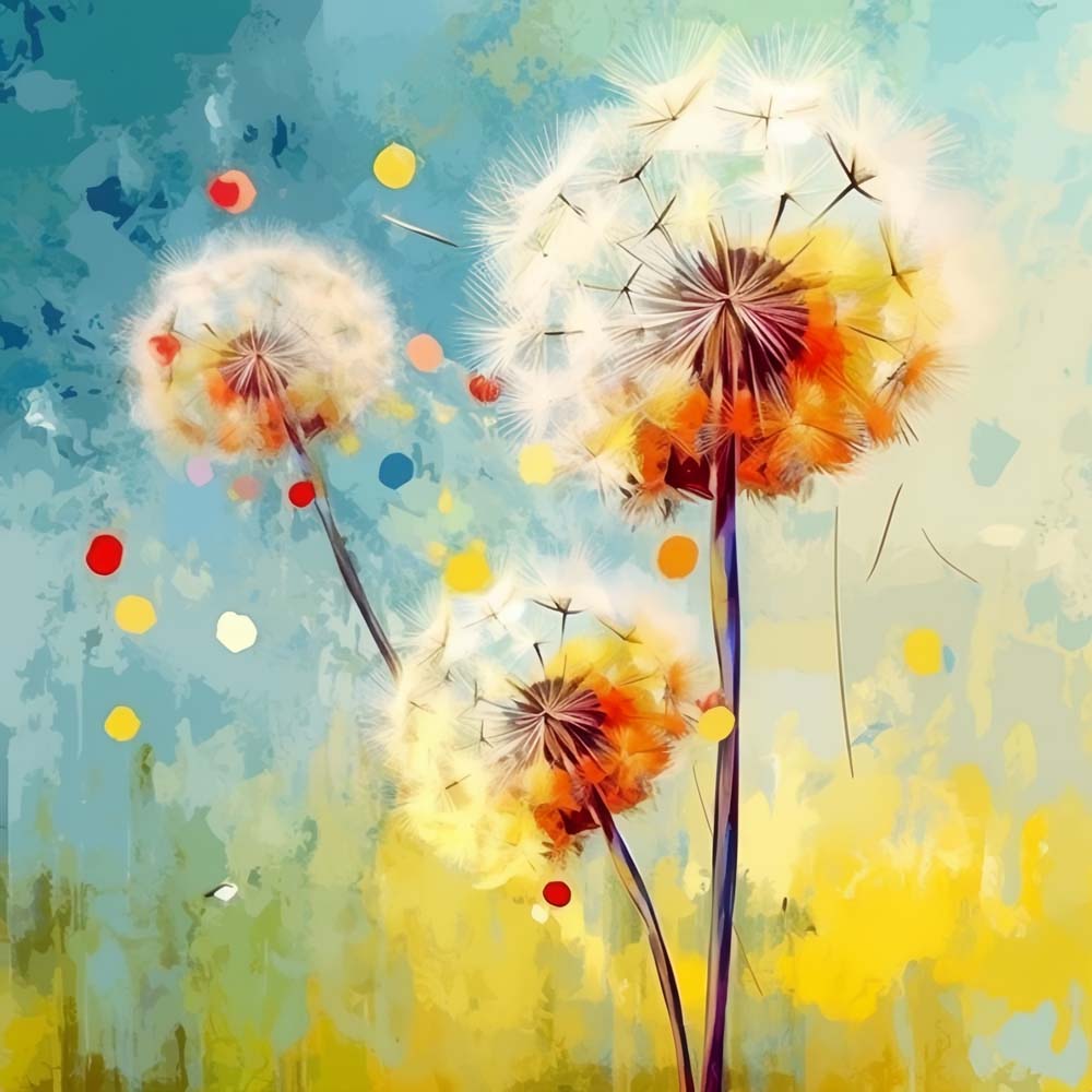 Watercolor Dandelion Paint by Numbers