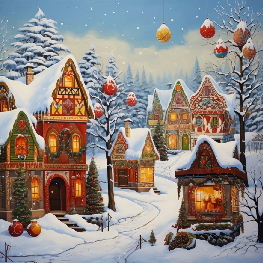 Christmas Snow Town Paint by Numbers