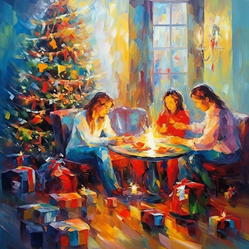 A Family at Christmas Paint by Numbers