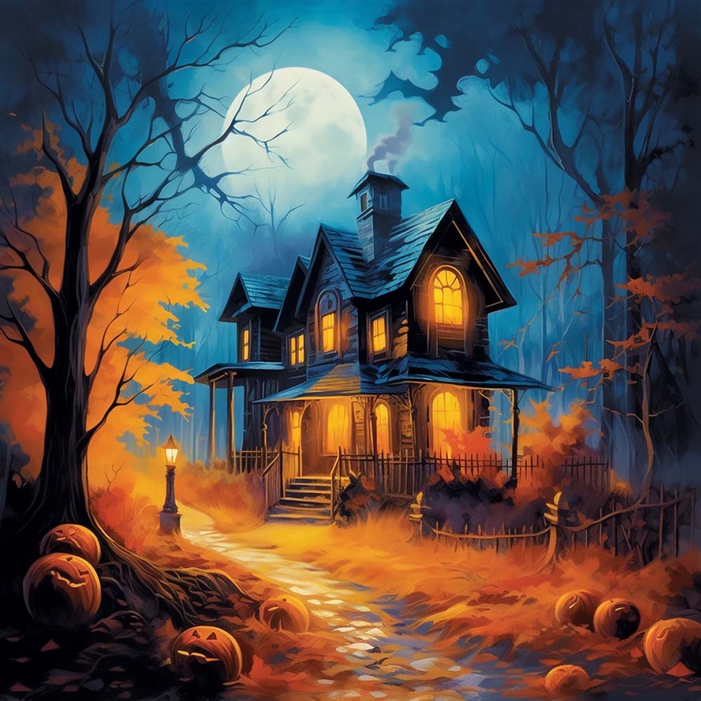 Halloween Hut in Forest Paint by Numbers